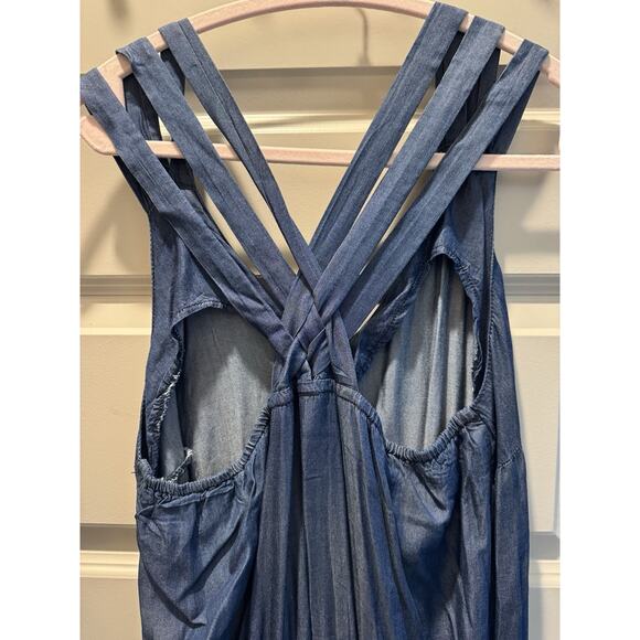 3 for $9 INC Chambray Maxi Dress with Cross Back M - Picture 4 of 7